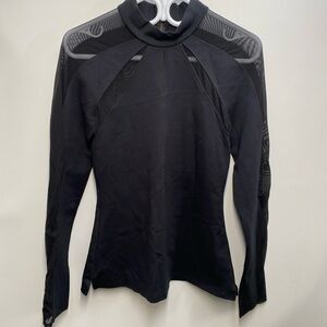 Free People Long Sleeve Mesh Cut Out Top, Women’s Size Medium, Black